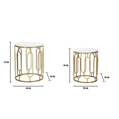 Stoliki TORY Marmur Para 46x55-39x48 cm